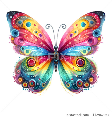 Colorful Watercolor butterfly PNG isolated on transparent background 112967957