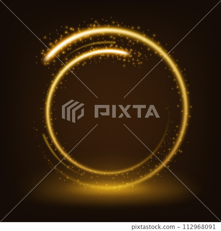 Round Gold Shiny With Sparks, Vector Illustration Round Gold Shiny With Sparks, Vector Illustration 112968091