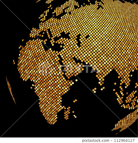 Dotted Golden Globe Background, Vector Illustration 112968127
