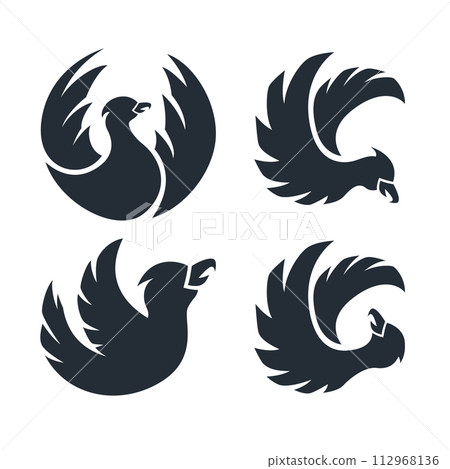 Round Flying Birds Sign Set, Vector Illustration Round Flying Birds Sign Set, Vector Illustration 112968136