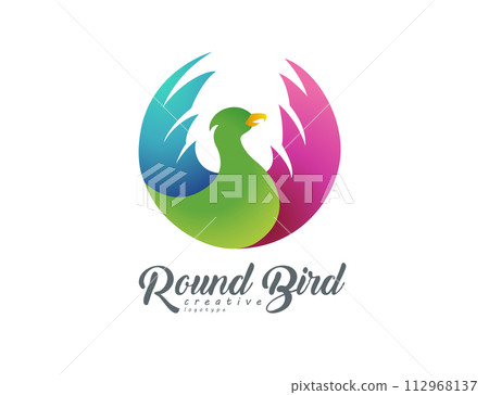 Round Flying Bird Sign, Vector Illustration 112968137