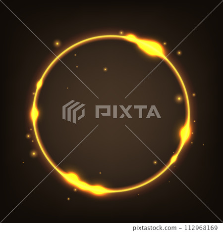 Round Gold Shiny With Sparks Background, Vector Illustration Round Gold Shiny With Sparks Background, Vector Illustration 112968169