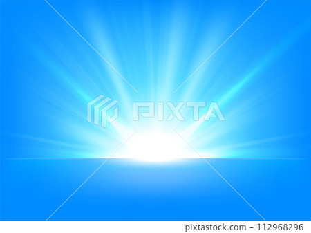 Blue Rays Rising On Bright Background, Vector Illustration 112968296