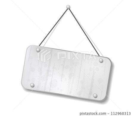 Vintage Old White Sign with Text Space, Vector Illustration 112968313