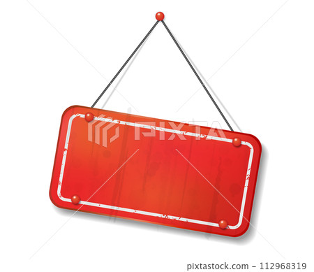 Vintage Old Red Sign with Text Space, Vector Illustration 112968319