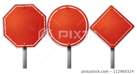 Vintage Rough Red Street Sign Sets, Vector Illustration 112968324