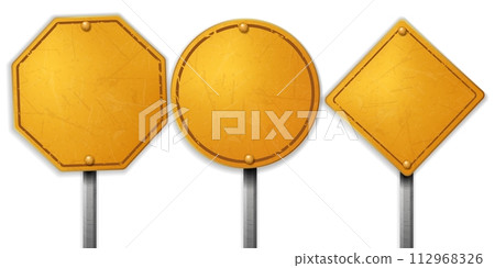 Vintage Rough Gold Street Sign Sets, Vector Illustration 112968326