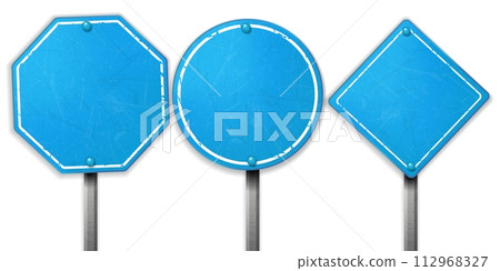 Vintage Rough Blue Street Sign Sets, Vector Illustration 112968327