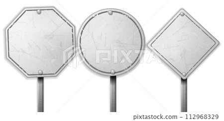 Vintage Rough White Street Sign Sets, Vector Illustration 112968329