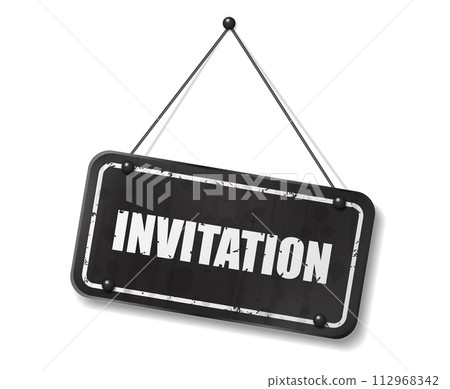 Vintage Old Black Sign with Invitation Text, Vector Illustration Vintage Old Black Sign with Invitation Text, Vector Illustration 112968342