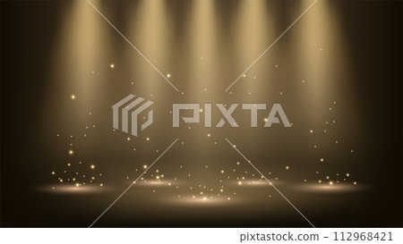 Spotlights Shining With Sparkles 16:9 Aspect Ratio, Vector Illustration 112968421