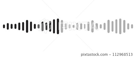 Sound wave decibel audio record simple voice message icon isolated on white background. Podcast player, music track Sound wave decibel audio record simple voice message icon isolated on white background. Podcast player, music track 112968513
