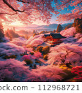 Arrival of spring: harmony between cherry blossoms and temples 112968721