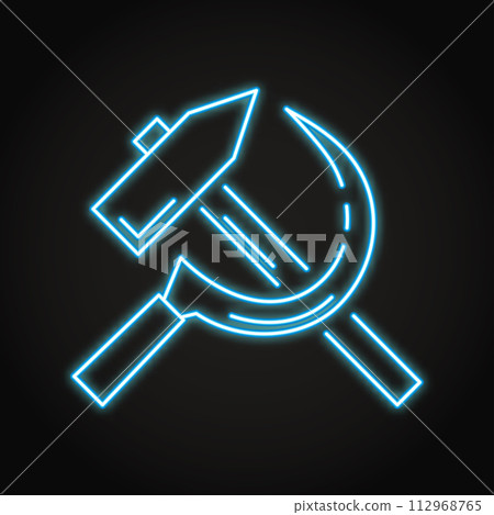 Hammer and sickle neon icon Hammer and sickle neon icon 112968765