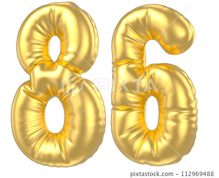 3d rendering of realistic golden foil balloon number 112969488
