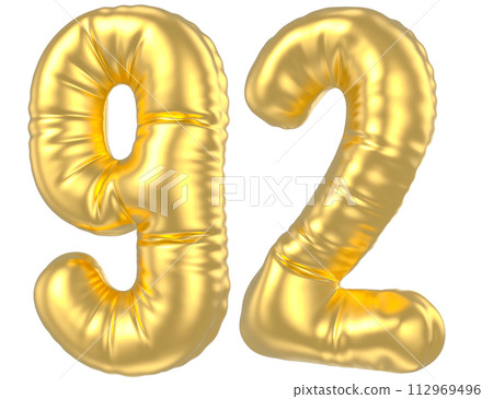 3d rendering of realistic golden foil balloon number 112969496