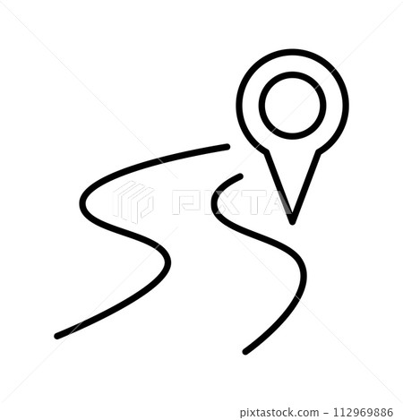 Road map relocation icon. Map marker pointer. GPS location symbol. Road map relocation icon. Map marker pointer. GPS location symbol. 112969886