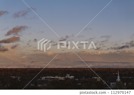Sunset from balcony of a tall building on a cloudy day, sunset overlooking Hackensack New Jersey Sunset from balcony of a tall building on a cloudy day, sunset overlooking Hackensack New Jersey 112970147