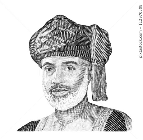 Sultan Qaboos bin Said Al Said of Oman (1940 - 2020). Portrait from Oman Banknotes Sultan Qaboos bin Said Al Said of Oman (1940 - 2020). Portrait from Oman Banknotes 112970309