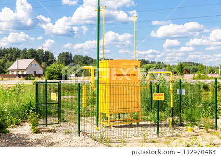 Household gas distribution station for private houses. Text in russian 112970483