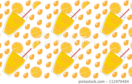 Pattern with cocktail glasses orange, mojito, strawberry. Decor with summer alcoholic drinks. Vector. Pattern with cocktail glasses orange, mojito, strawberry. Decor with summer alcoholic drinks. Vector. 112970484