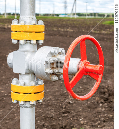 Pipe with control valve. Industrial business concept 112970526