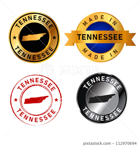 Tennessee badges gold stamp rubber band circle with map shape of country states America Tennessee badges gold stamp rubber band circle with map shape of country states America 112970694