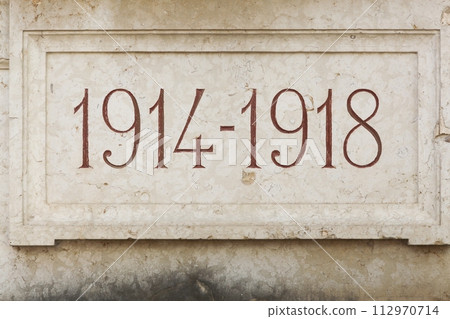 1914-1918 world war one sign on a stele in France 1914-1918 world war one sign on a stele in France 112970714