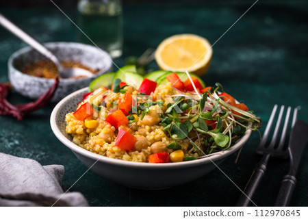 Bulgur with chickpeas and vegetables Bulgur with chickpeas and vegetables 112970845