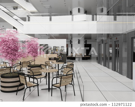 escalators at the modern shopping mall. 112971122