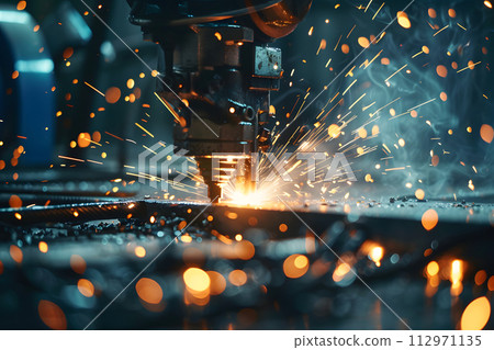 AI-generated content. Welder Cutting Metal With Sparks 112971135