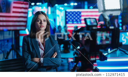Television Reporter Poised for Election Coverage 112971415