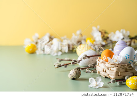 Spring Easter holiday background 112971754