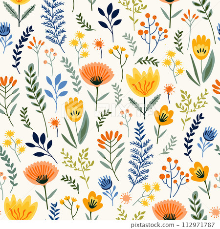 Seamless pattern with small colors. Hand drawn fabric, gift wrapping. 112971787