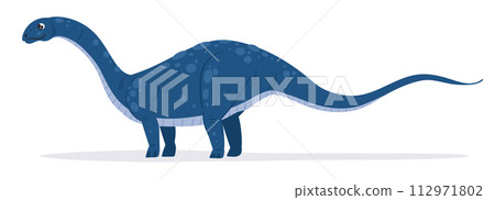 Apatosaurus dinosaur. Cartoon large sauropod dinosaur, herbivorous ancient dino, cretaceous reptile flat vector illustration. Cute apatosaurus dinosaur 112971802