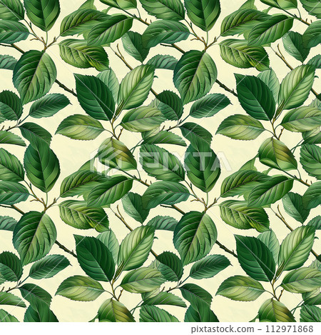 Green Leafy Pattern on White Background Green Leafy Pattern on White Background 112971868