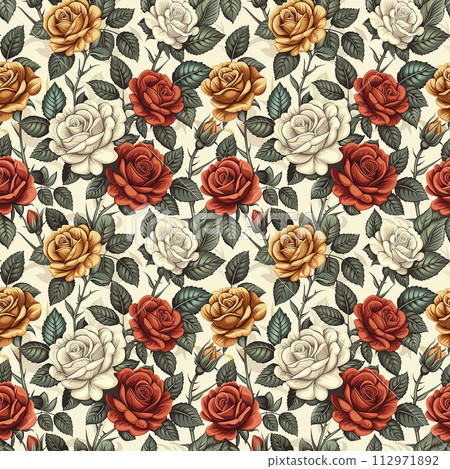 Red Rose Pattern on White Background Red Rose Pattern on White Background 112971892