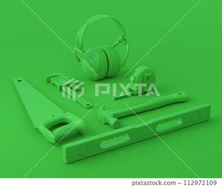 Isometric view of monochrome construction tools for repair on Isometric view of monochrome construction tools for repair on 112972109
