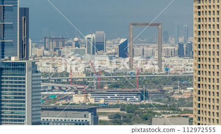 Dubai skyline timelapse with Deira district 112972555