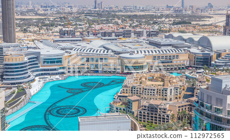 Dubai downtown at sunny day timelapse 112972565