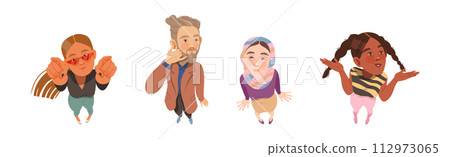 Smiling People Character Looking Up View from Above Vector Set Smiling People Character Looking Up View from Above Vector Set 112973065