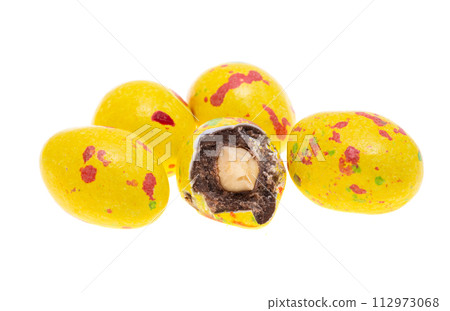 colored dragee with nut isolated colored dragee with nut isolated 112973068