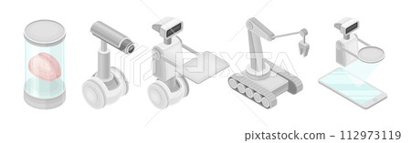 Isometric Artificial Intelligence and Robot Technology Vector Set 112973119