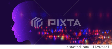 Abstract Artificial intelligence. Cloud computing. Machine learning. Technology web background. Virtual concept futuristic background 112973631