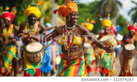 AI-generated content. Vibrant traditional African dancers celebrating culture AI-generated content. Vibrant traditional African dancers celebrating culture 112974287