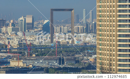 Dubai skyline timelapse with Deira district Dubai skyline timelapse with Deira district 112974685