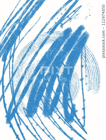 Hand drawn blue abstract shapes made with pencil watercolor digital background 112974850