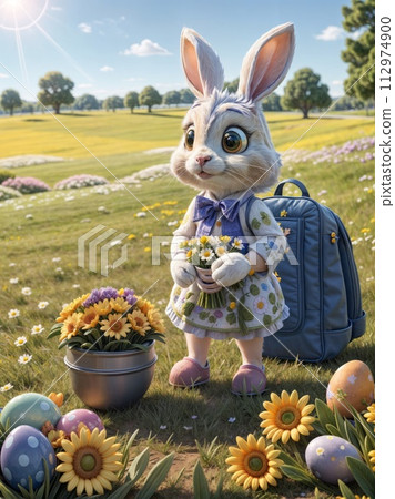 easter bunny in a basket 112974900