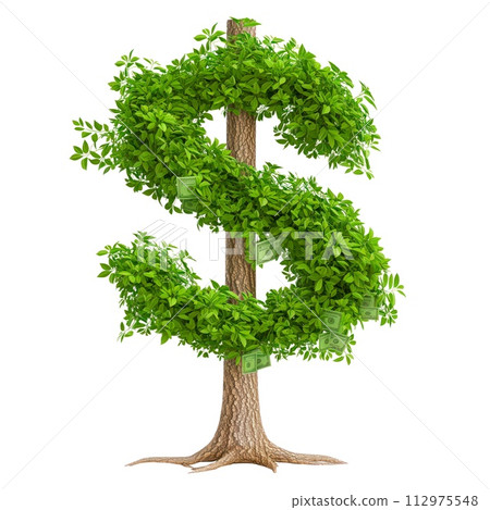 AI-generated content. A tree with leaves in the shape of dollar signs on a white or transparent background. Money tree close-up, frontal view. Concept of investment, financial literacy, and savings AI-generated content. A tree with leaves in the shape of dollar signs on a white or transparent background. Money tree close-up, frontal view. Concept of investment, financial literacy, and savings 112975548