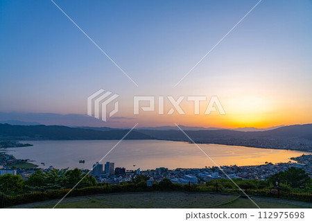 [日落素材]從立石公園看到的日落[長野縣] 112975698